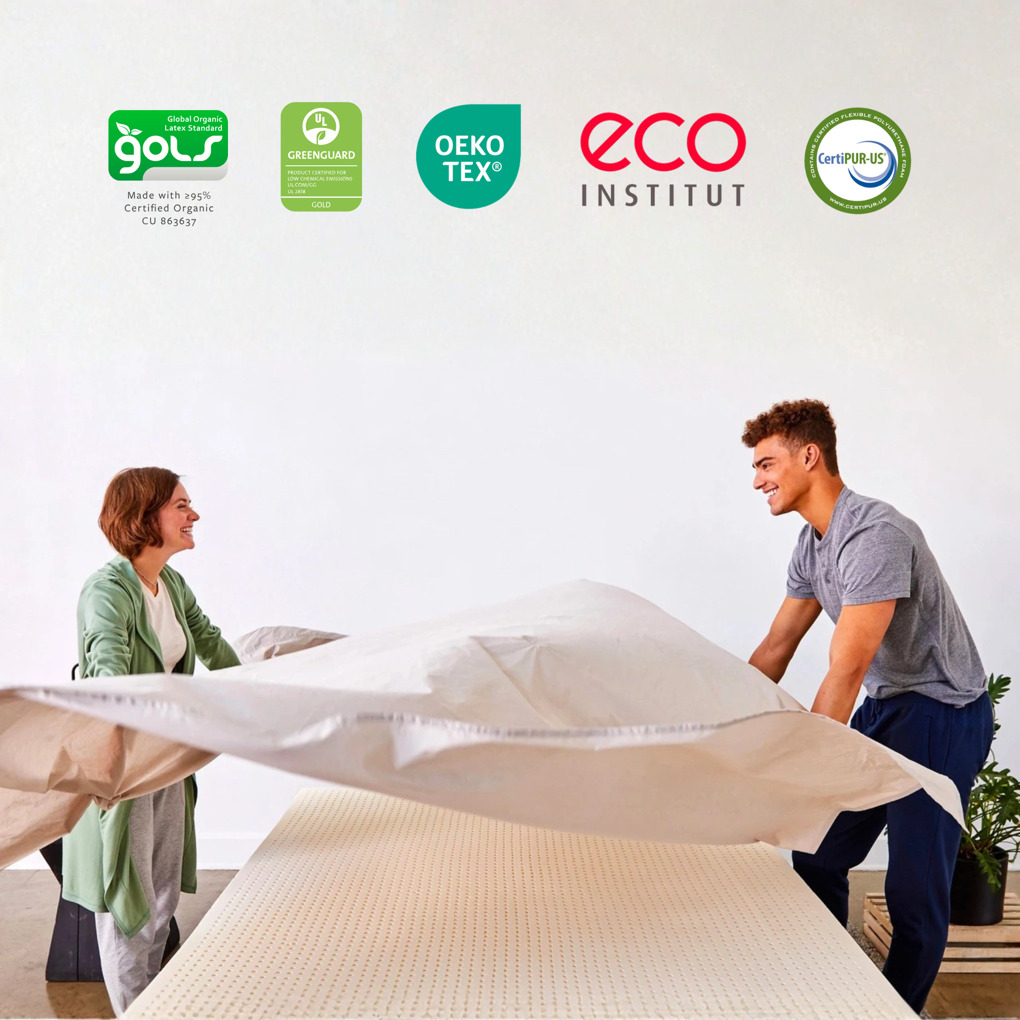 Sagebeds Pure Green® Natural Latex Mattress Topper GOLS Certified