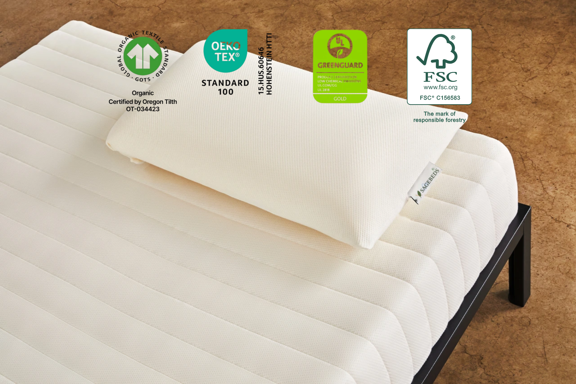 Sagebeds Organic Talalay Latex Pillow GOTS & FSC Certified